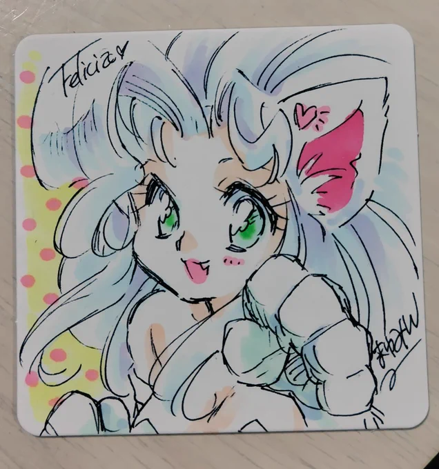 コースターに一発描きフェリにゃん何枚か描いてみようかな! 