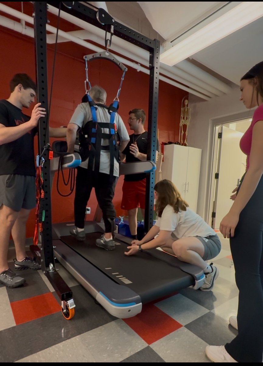 In Wittenberg's Exercise Science lab, students assist a patient recovering from a stroke, during Dr. Kim Smith's Exercise for Special Populations class.