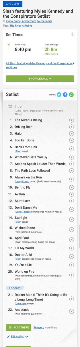 SlashSaoPaulo's tweet photo. #OnThisDay 1 year ago #SKMC played live atย Ziggo Dome, Amsterdam, Netherlands ๐ณ๐ฑ, for The River Is Rising Tour ๐ฅ๐ฅ๐ฅ
Here's an amazing "Bent To Fly" performance and the night's setlist ๐ฉ๐ค
๐ฅ: MetalRon1980 on YT
@Slash #Slash #BentToFly #live #show #tb #Netherlands #SetlistFM https://t.co/Ci2mc9gGuO