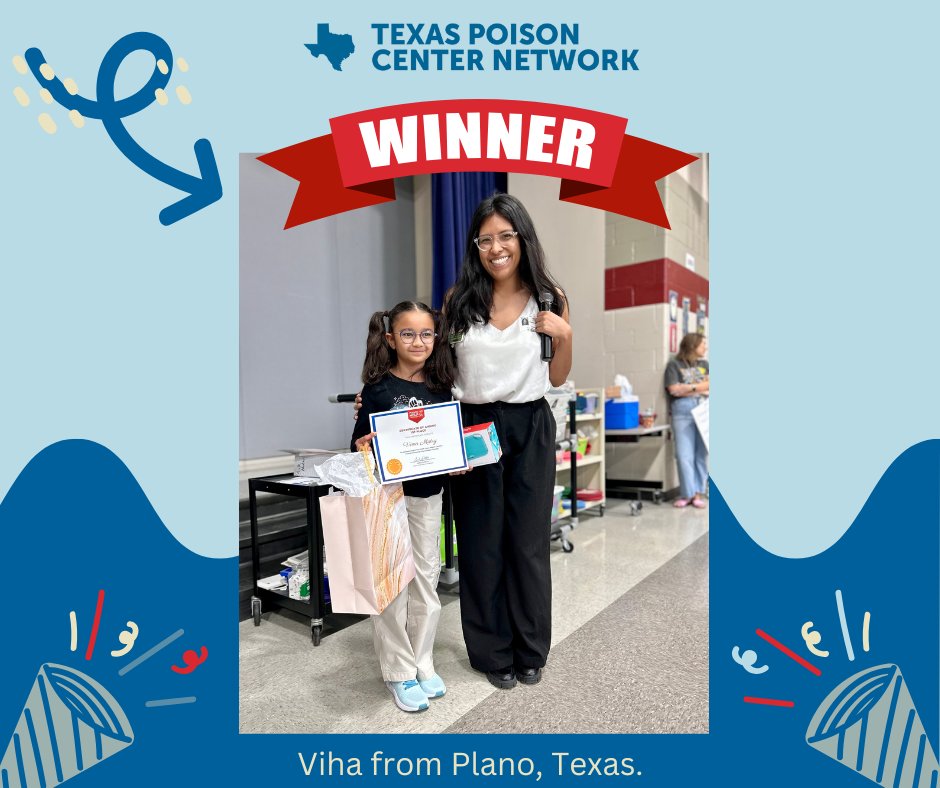 NTXPoisonCenter's tweet photo. 🎉 Congrats to Viha from Plano, TX, 1st Place Winner of the TPCN Poster Contest! 

🥇 She receives a $200 gift card! #PoisonHelp #TPCN #TexasYouth #PosterContestWinner https://t.co/gP6CMLPTPu