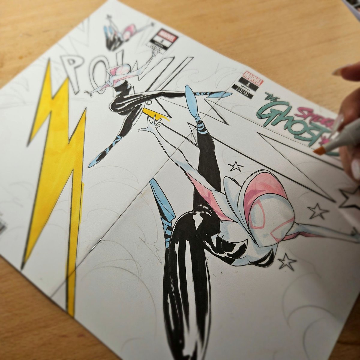 Spidergwen 
Blank Cover Commission 
#spidergwen #blankcover #commissionart