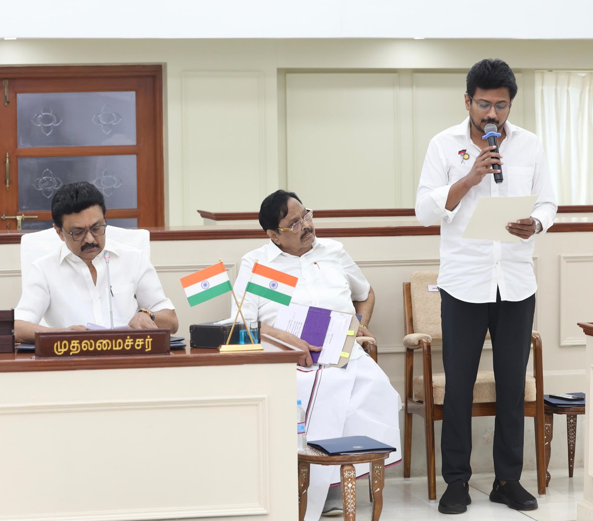 Udhaystalin's tweet photo. தமிழ்நாடு அரசு நிறைவேற்றி அனுப்பிய #NEET விலக்கு சட்ட முன்வடிவை மாண்புமிகு குடியரசுத்தலைவர் அவர்கள் நிராகரித்த நிலையில், அடுத்தகட்ட நடவடிக்கைகள் தொடர்பாக மாண்புமிகு முதலமைச்சர் @mkstalin அவர்களின் தலைமையில் இன்று நடைபெற்ற அனைத்துக் க���்சி கூட்டத்தில் பங்கேற்றோம்.

மாண்புமிகு முதலமைச்சர் அவர்களின் வழிகாட்டுதலின்படி, நீட் விலக்கிற்கான அடுத்தகட்ட நடவடிக்கைகள் தொடர்பான தீர்மானத்தை முன்மொழிகிற வாய்ப்பைப் பெற்றோம்.

“நீட் தேர்வு முறையிலிருந்து விலக்கு பெறுவதற்காகத் தமிழ்நாடு அரசு தொடர்ந்து சட்டப் போராட்டத்தை நடத்த வேண்டும்.

நீட் தேர்வுக்கு எதிராக, உச்சநீதிமன்றத்தில் தமிழ்நாடு அரசு ஏற்கனவே தொடர்ந்துள்��� வழக்கைத் தீவிரமாக முன்னெடுத்துச் செல்வது,

நீட் விலக்கு சட்டமுன்வடிவிற்கு ஒன்றிய அரசு ஒப்புதல் தர மறுத்துள்ளதை எதிர்த்து, தேவைப்படின், புதிய வழக்கு ஒன்றினை உச்சநீதிமன்றத்தில் தொடுப்பது உட்பட அனைத்து சட்டபூர்வ நடவடிக்கைகளையும், சட்ட வல்லுநர்களுடன் கலந்தாலோசனை செய்து மேற்கொள்வது” என இக்கூட்டத்தில் ஒருமனதாக தீர்மானிக்கப்பட்டது.

சமூக அநீதியின் சின்னமாக இருக்கும் நீட் த���ர்வை ஒழிக்கும் வரை தமிழ்நாடு தொடர்ந்து போராடும், தமிழ்நாடு வெல்லும். வென்றே தீரும்! 

#BanNEET