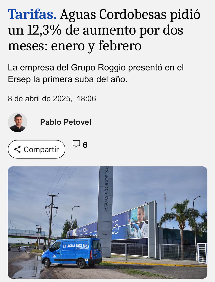 MartinJuez's tweet photo. Aguas Cordobesas quiere subir un 12,32% por enero y febrero 💧
La inflación va por un carril y las tarifas van por otro 📈
Aumentan la boleta y el servicio sigue igual de deficiente
¿El ERSEP controla o es todo siga siga? 🧾 https://t.co/7Vj22O0v2e