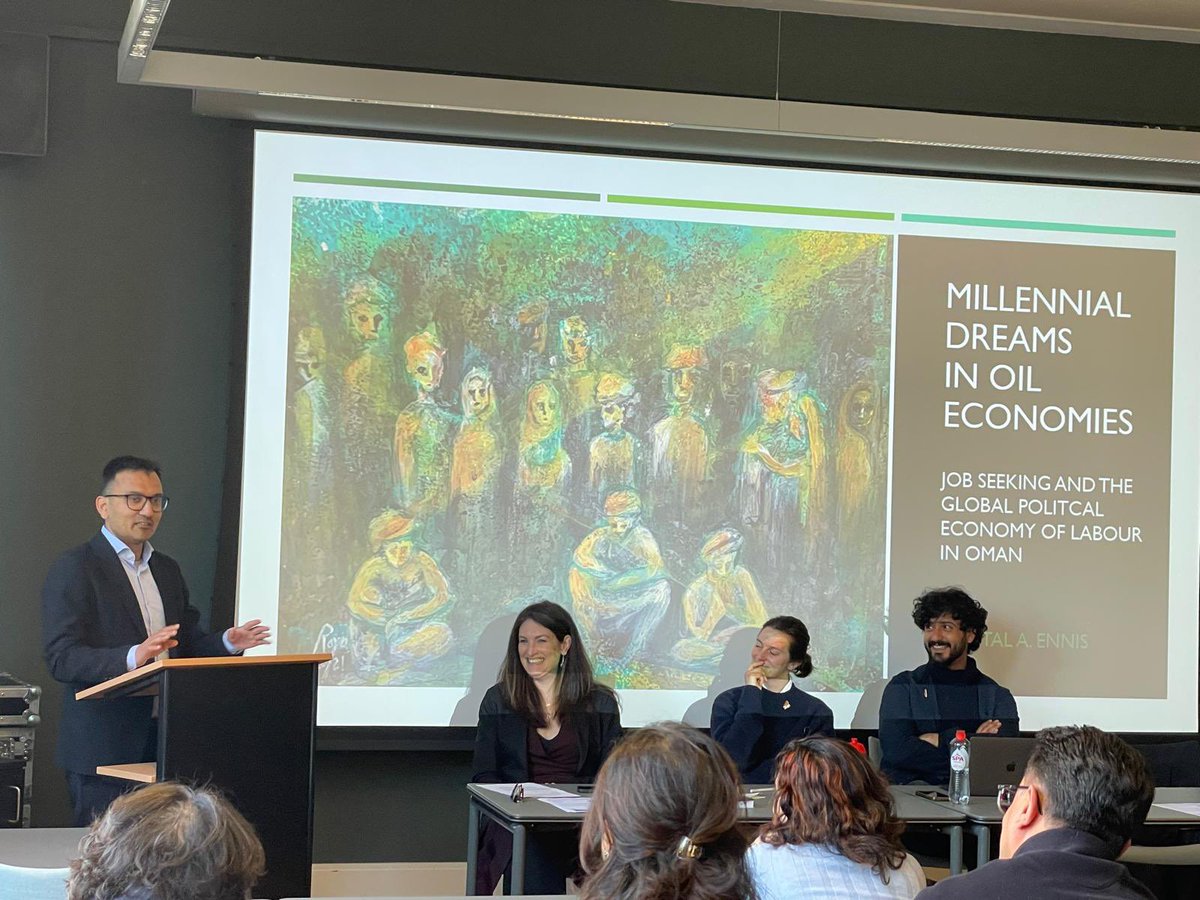 Today, we successfully launched the new book by Crystal Ennis "Millennial Dreams in Oil Economies: Job Seeking and the Global Political Economy of Labour in Oman". Special thanks to Dr. Ennis, Dr. Wolff, Dr. Hamadah and Dr. Thakur.