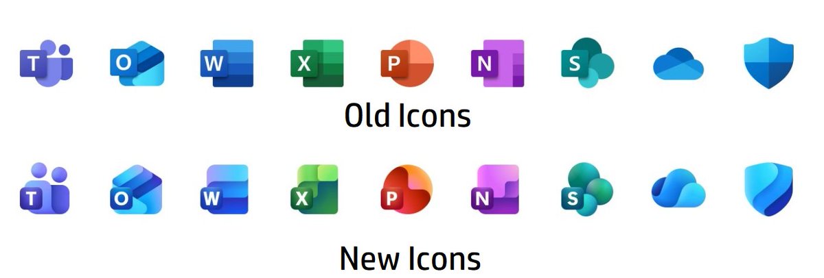 Old vs new icons for Office.
