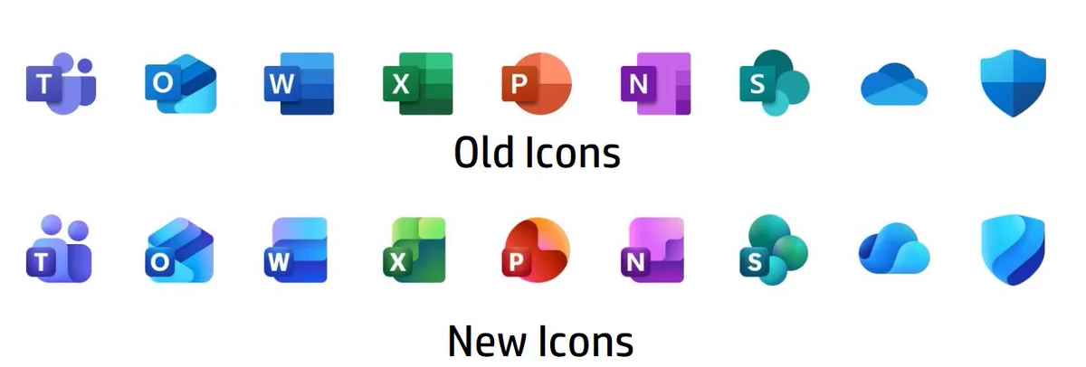 Old vs new icons for Office.