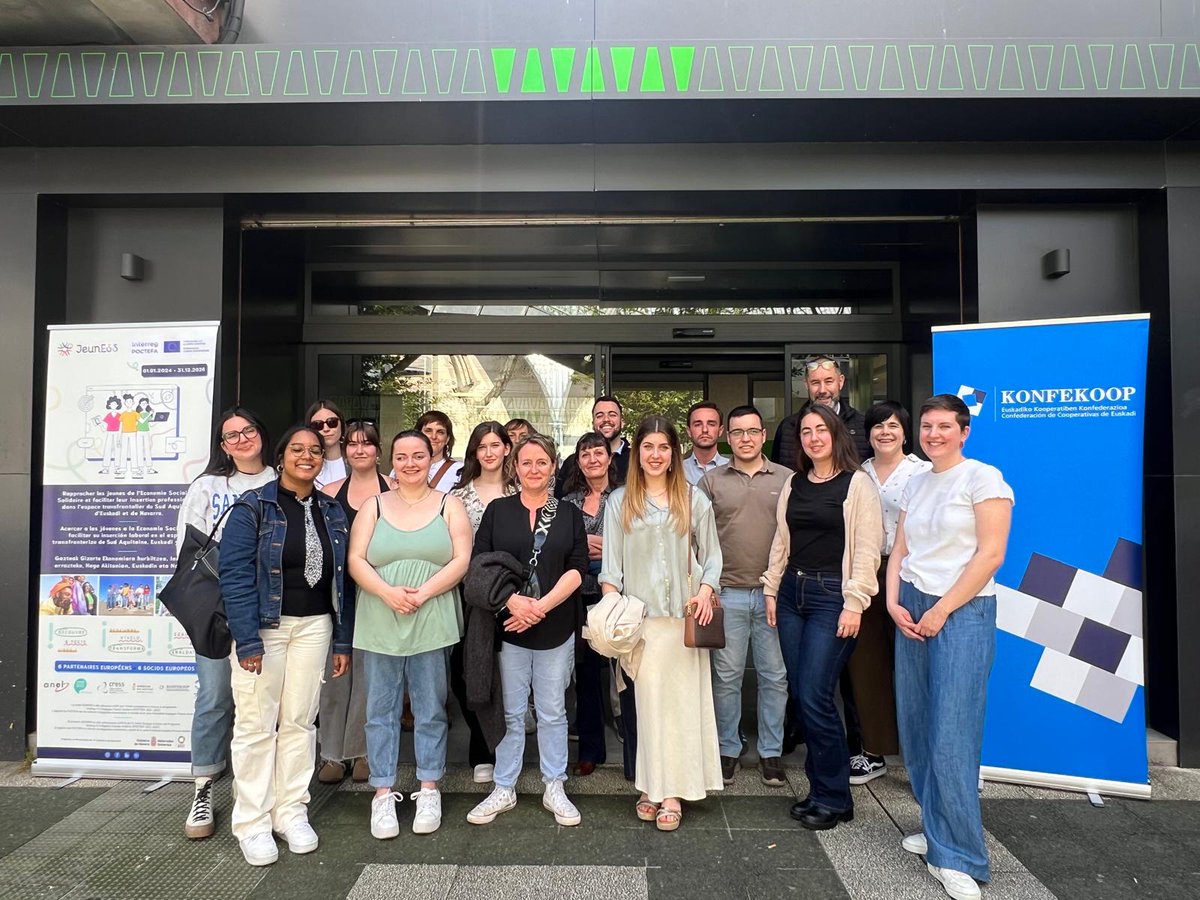 konfekoop's tweet photo. 🔷 La sede de #KONFEKOOP acoge entre hoy y mañana el Encuentro Transfronterizo de #Euskadi del proyecto #JEUNESS.

🤝 Programa cuyo objetivo es la promoción de la #EconomíaSocial y el #EmprendimientoCooperativo entre las y los jóvenes de #SudAquitaine, #Navarra y Euskadi. https://t.co/zS7GAqU7KQ