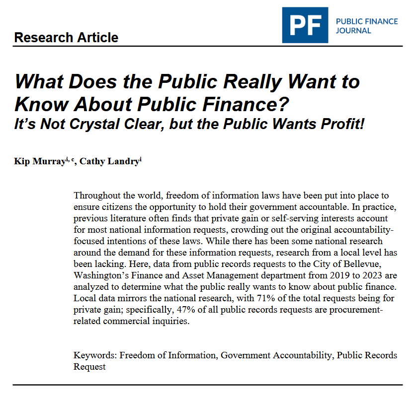 Ever want to know what the general public wants to know about public finance? Read "What Does the Public Really Want to Know About Public Finance? It’s Not Crystal Clear, but the Public Wants Profit!" to find out! doi.org/10.59469/pfj.2…