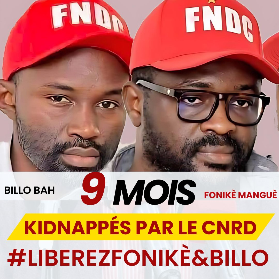 Voilà 9 mois aujourd'hui que Mamadi Doumbouya et sa bande séquestre nos camarade Foniké Manguè et Mamadou Billo BAH.
N'oublions pas !