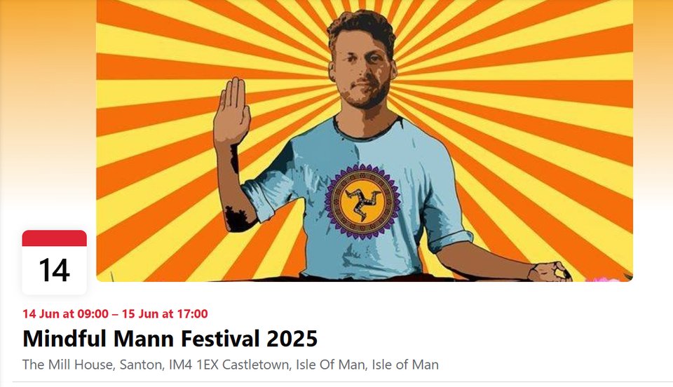 RobertCurrey's tweet photo. 4/5 Mindful Mann Festival 
✨ Tim Wheater joins a weekend full of inspiration, including:
• 5 guest speakers 🎤
• Yoga 🧘‍♀️
• Mindfulness &amp; tai chi
• Breathwork
• Circle dancing
• Forest craft 🌲
• And more!
June 14–15, 9am–5pm at The Mill House, Isle of Man.
#MindBodySpirit https://t.co/NaZkgDMQS5