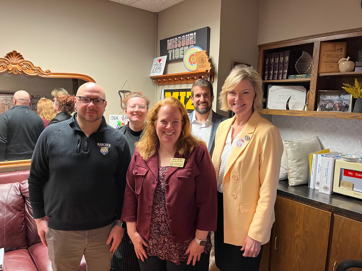 MGarasciaPRIDE's tweet photo. A big thank you to all of the MO Legislators @KathySteinhoff @DougBeck562 @MikeHenderso12 @TracyMcCreery &amp; Dr. Kem Smith who met with us at the State Capitol to discuss upcoming legislation regarding schools. Use your teacher voice to reach out to your reps #HPSDtigers @EducPlus https://t.co/M7XJsdpmmv