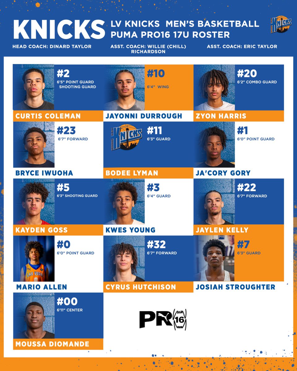 Las Vegas Knicks (@lv_knicks) on Twitter photo Las Vegas Knicks Pro16
17u ROSTER! We open up this Weekend at <a href="/madehoops/">MADE Hoops</a> <a href="/EHACircuit/">EHACircuit</a>
#WestMania #PumaHoops Las Vegas Knicks Pro16
17u ROSTER! We open up this Weekend at <a href="/madehoops/">MADE Hoops</a> <a href="/EHACircuit/">EHACircuit</a>
#WestMania #PumaHoops