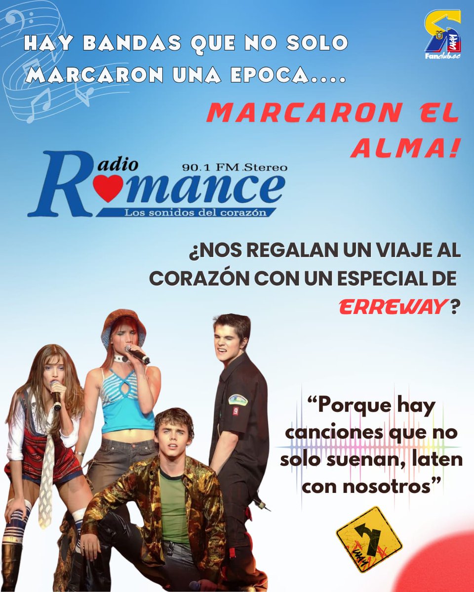 Rway_Ecuador's tweet photo. ¡Hora de encender la rebeldía! 🔥 
¿Y si @RadioRomanceFM se lanza con un especial como nunca antes? ¡Erreway lo merece! 😍
#ErrewayEnRadioRomance #ErrewayEnEcuador https://t.co/DSGEuIIO7t