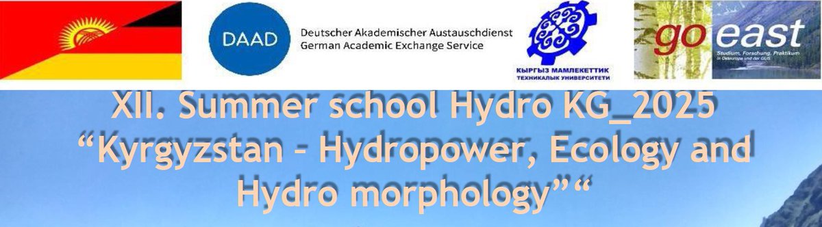 📣The Summer School 2025 enters a new round from August 4 - 17📣

Students will get the chance again to participate in a series of interesting Lectures, Excursions to4️⃣Micro #Hydropower plants in Chui Region &amp; more

Secure your spot until until June 10th👉 hydro4u.eu/summer-school-…