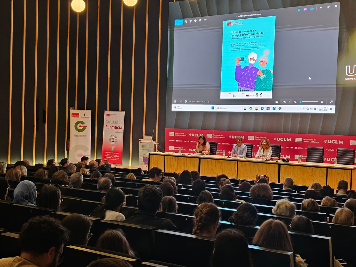 FarmaciaAB_UCLM's tweet photo. 📚✨ ¡Arranca el curso “Últimos avances en envejecimiento saludable” en la Facultad de Farmacia de la @uclm_es!
Dos días para aprender, debatir y compartir sobre cómo vivir más… y mejor. 🧓👵🧠
Gracias a Lucía Castro y Gema Blázquez por la organización! Gracias a ponentes, asistentes y a todo el mundo que lo hace posible. ¡Seguimos!
#FarmaciaUCLM #EnvejecimientoSaludable #UCLM #SaludYCiencia