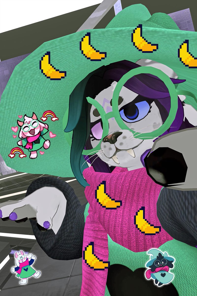 SneppyFluffball's tweet image. Green hat with banana pixels! Pink scarf too! Deltarune vibes, yeah! Hee hee! So cute!

#Deltarune #CoolVibes #Gamer #babyfur #ageretwt #agere #sfwageregression #sfwlittlespace  #vrchat  #furry #furryfandom