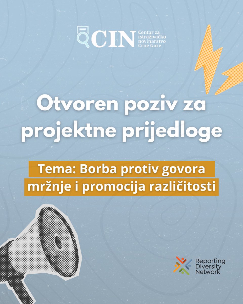CIN__CG's tweet image. 📩 Prijave slati na: assistantcincg@gmail.com i redakcijacincg@gmail.com

📘 Više info na linku  cin-cg.me/otvoreni-poziv…

@RDN_Diversity 

#CINCG #RDN #CivilnoDruštvo #StopGovoruMržnje #OtvorenPoziv #ZapadniBalkan
