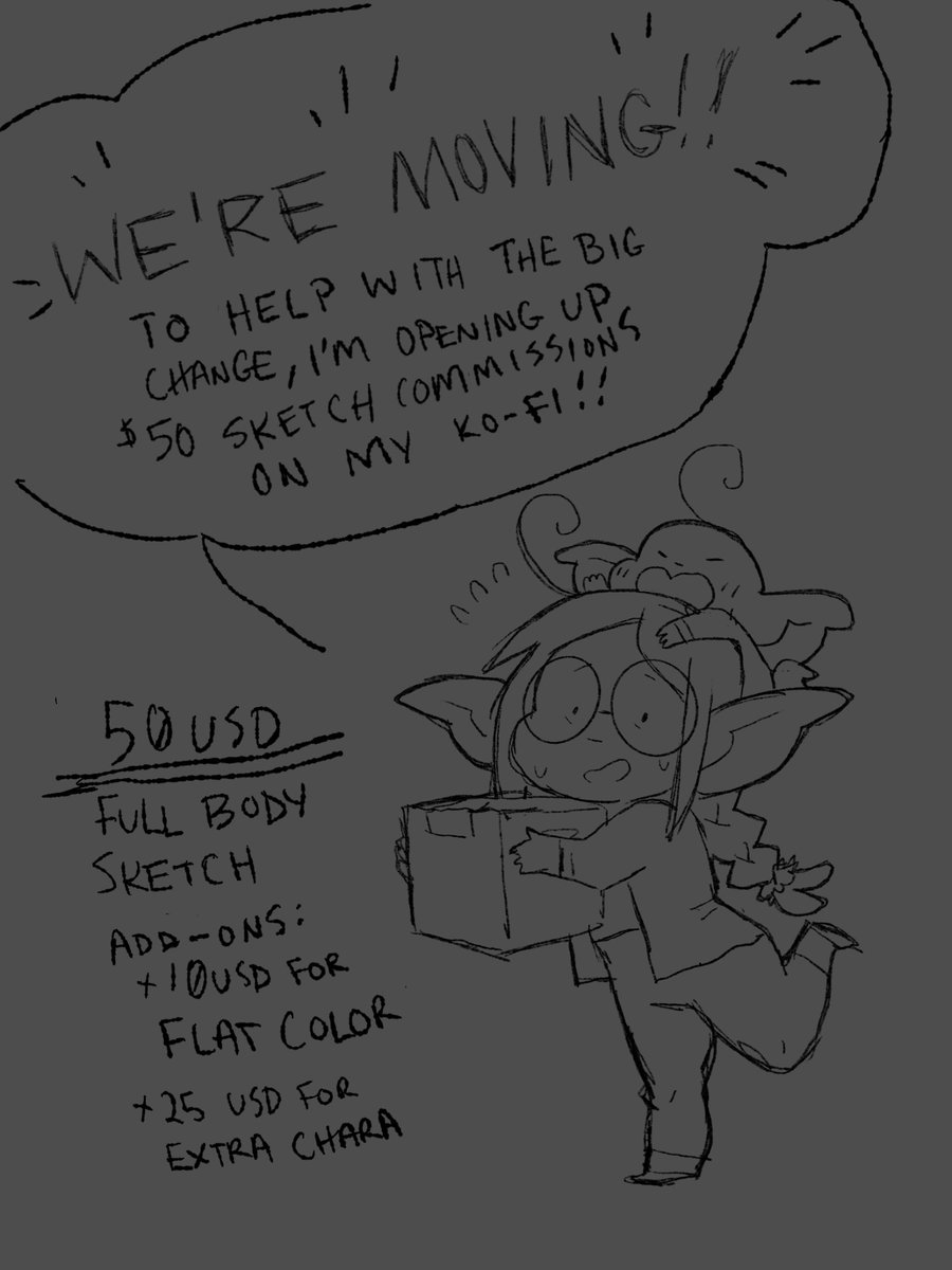 queasyspaceship's tweet photo. We’re moving! So I’m doing a moving art sale to help lighten the load! See thread below for info!!! https://t.co/9lvT1UzJK8