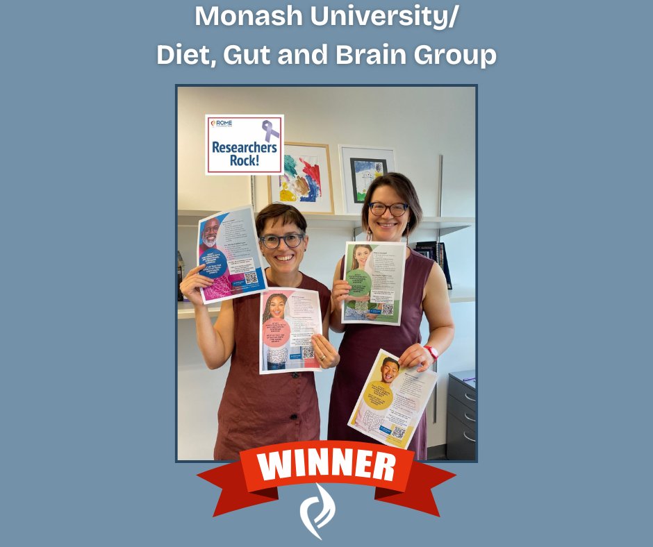 RomeFoundation's tweet photo. #ResearchersRock! Huge thanks to @hmstaudacher and the Diet, Gut, and Brain Group at Monash University for participating in our #IBSAwarenessDay photo contest, and congratulations on being one of our winning submissions! 🏆 Your commitment to IBS awareness continues to inspire! https://t.co/ZKejibY2nE