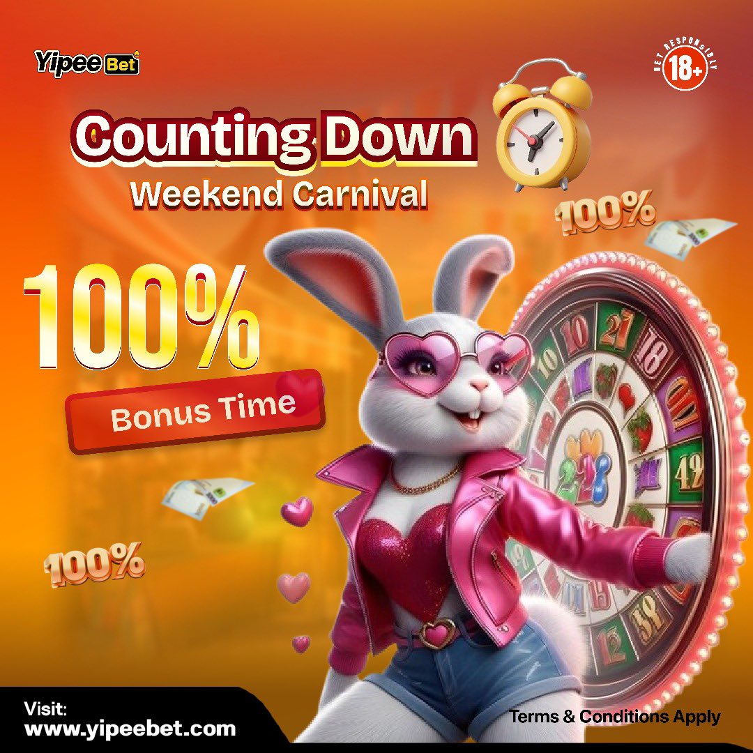 big_yemm's tweet photo. Counting down already?
Same here! The weekend = 100% BONUS time!
Clear your plans because @yipeebetcasino #WeekendCarnival returns with more chances to play & win! Sign up at https://t.co/rNsHTlSQ8X https://t.co/X52aHggtLq