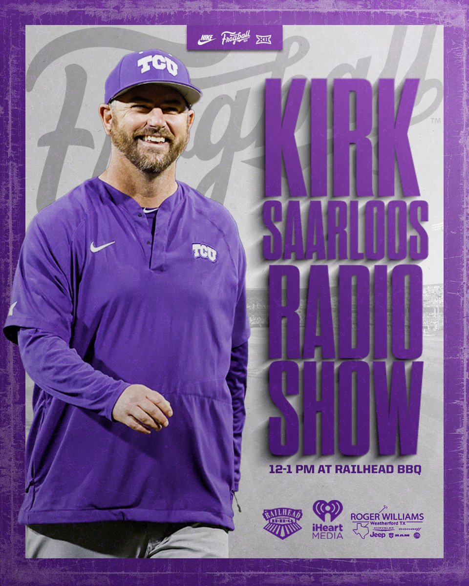 TCU Baseball (@tcu_baseball) on Twitter photo see you at 12 PM at <a href="/RailheadBBQ/">RailheadSmokehouse</a> for the radio show!
<a href="/sawyerstro/">Sawyer Strosnider</a> and <a href="/Official_NF3/">Noah Franco</a> will be special guests today. see you at 12 PM at <a href="/RailheadBBQ/">RailheadSmokehouse</a> for the radio show!
<a href="/sawyerstro/">Sawyer Strosnider</a> and <a href="/Official_NF3/">Noah Franco</a> will be special guests today.