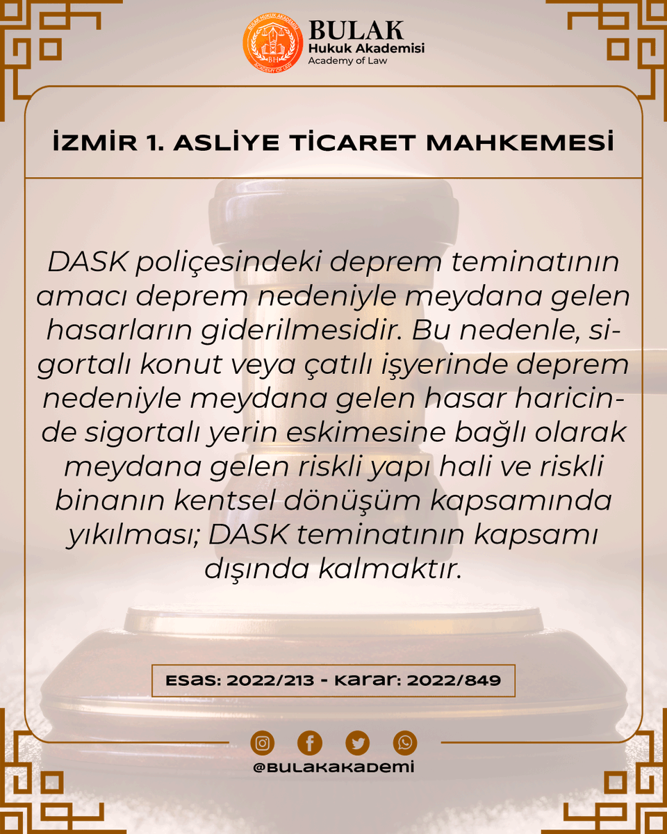 İZMİR 1. ASLİYE TİCARET MAHKEMESİ

E: 2022/213 - K: 2022/849

👩‍💼👨‍💼 BULAK HUKUK AKADEMİSİ 👩‍💼👨‍💼

Detaylar hakkında bilgi edinmek için;

📞 +90 (552) 799 27 95

📩 <a href="/bulakakademi/">Bulak Hukuk Akademisi</a>