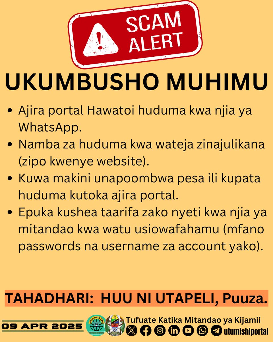 #SITAPELIKI, EPUKA KUWA MHANGA WA UTAPELI USIO WA LAZIMA! CHUKUA TAARIFA KWENYE VITUO SAHIHI.