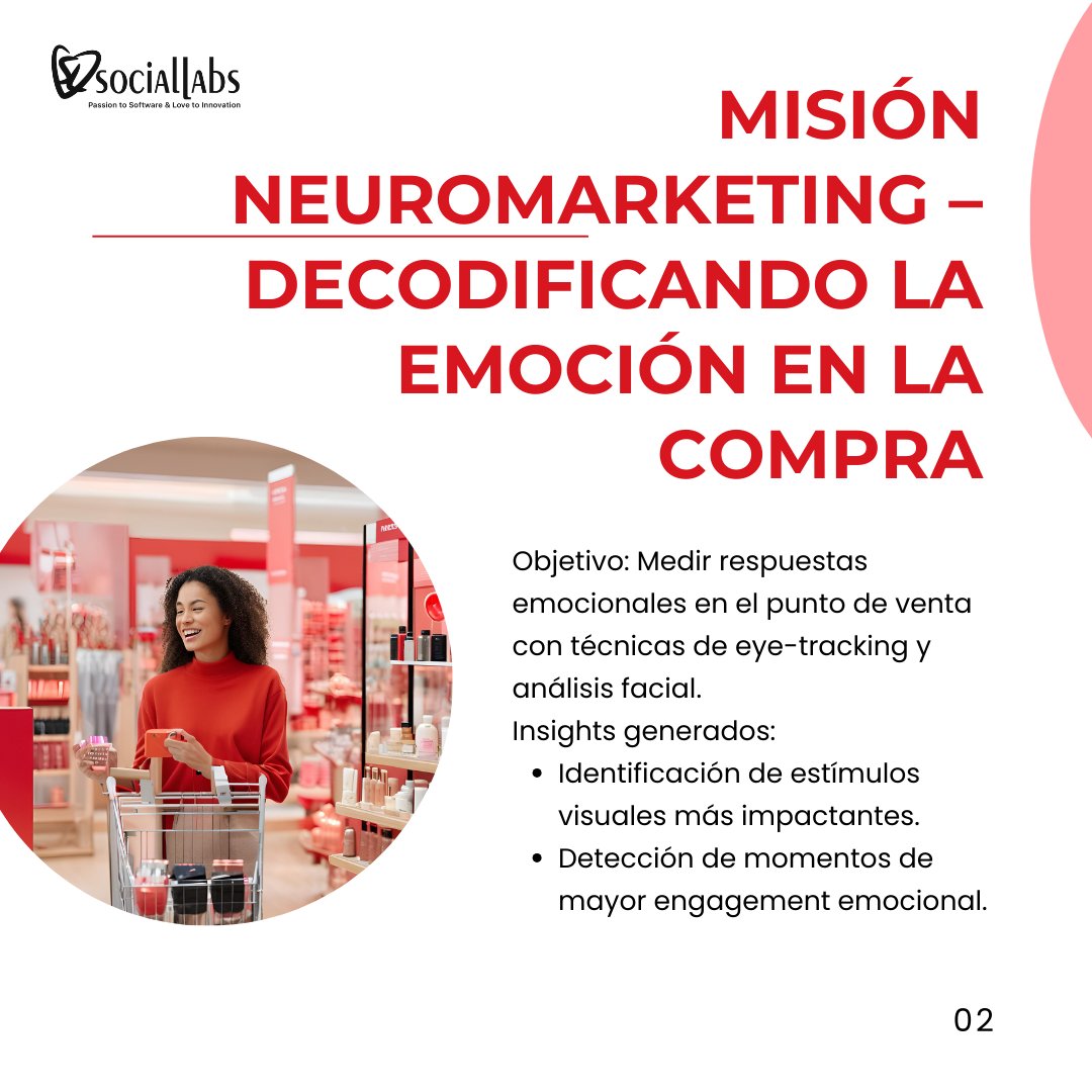 SocialLabsBCN's tweet photo. 🧠 Misión Neuromarketing
Desciframos las emociones que impulsan la compra usando tecnologías como eye-tracking y análisis facial.
✅ Optimiza tus empaques, tus mensajes y la distribución en el punto de venta. https://t.co/jSH4ydz48S
