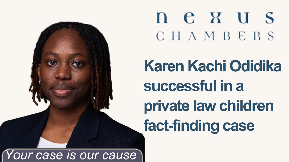 Karen Onyekachi Odidika 
(<a href="/kachiodidika/">kachi</a>) secures a successful outcome for a survivor of abuse in a fact-finding hearing, Mother’s allegations of physical, verbal &amp; coercive abuse were proven.

Instructed by Olamide Olayemi of <a href="/DuncanLewis/">Duncan Lewis Solicitors</a> 
Read more: lnkd.in/e7AcDF3A