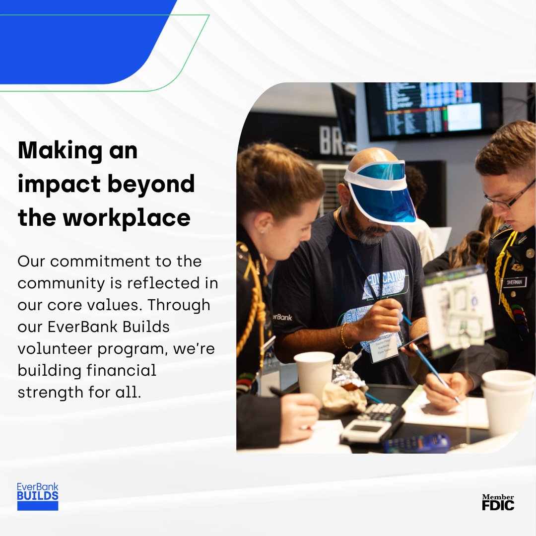 Our #EverBankBuilds impact is centered around three important missions:

✅ Financial education
✅ Community development
✅ Empowering our people

Learn more about our commitment here: ow.ly/OiIW50Vi3nj.