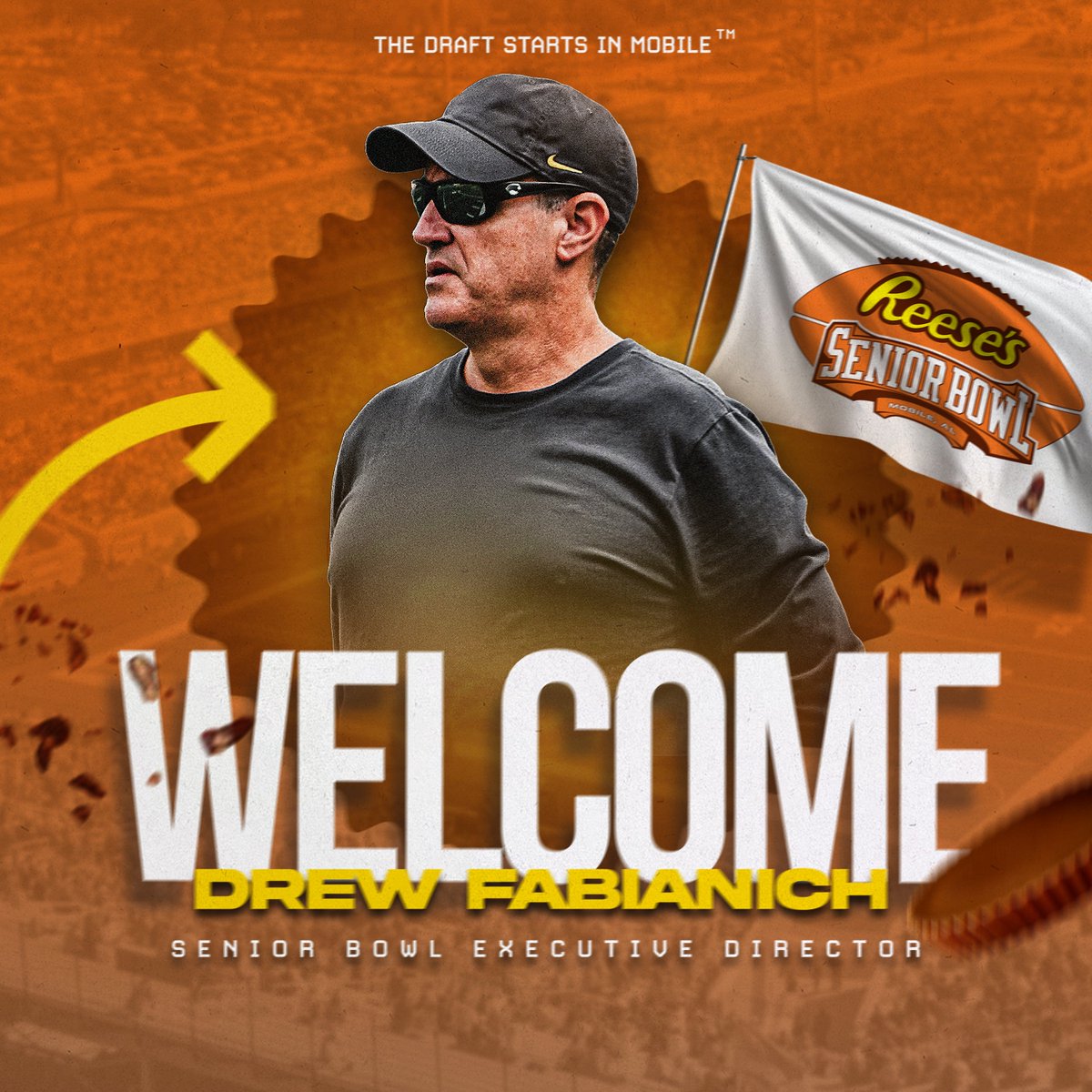 We are thrilled to announce Drew Fabianich as the Executive Director of the Reese's Senior Bowl! 🚨🚨

Drew brings over 37 years of experience in coaching, scouting and leadership to our game. 🏈💪

Please join us in welcoming Drew to Mobile! 👏🎉
#thedraftstartsinMobile