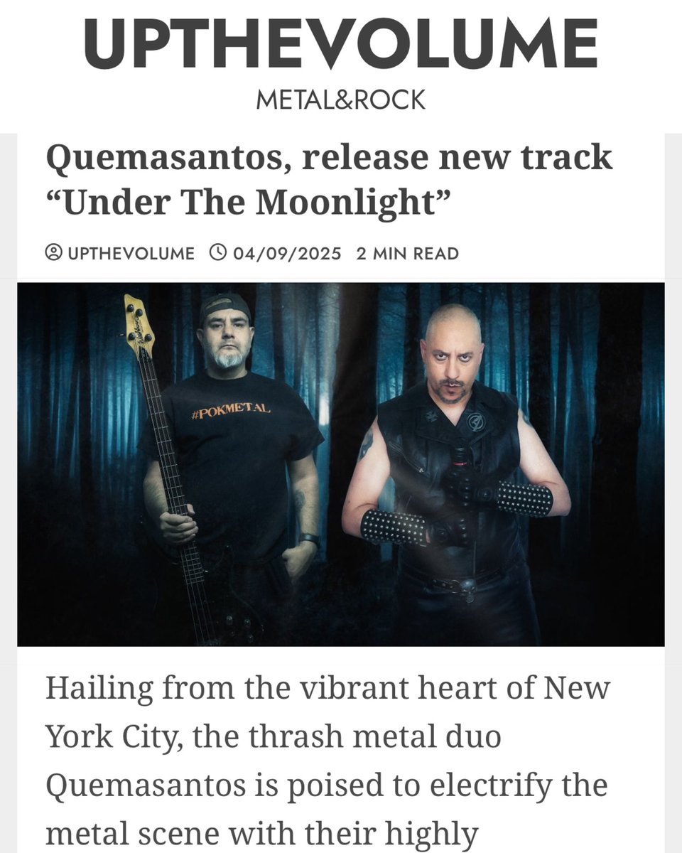 Quemasantos, release new track “Under The Moonlight”

upthevolume.altervista.org/quemasantos-re…

@upthevolumewebzine 
#metalisvital