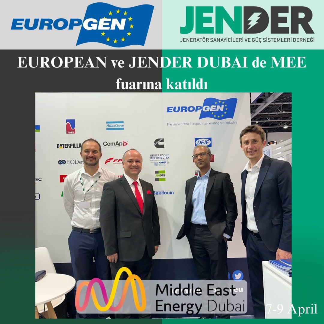 JENDER_TR's tweet photo. @Europgen1 
@JENDER_TR 
@CECE_Europe 
@AEMAdvocacy 

07-09 Nisan 2025 | Dubai – BAE
Middle East Energy Fuarı’nda
#Europgen #JENDER #MiddleEastEnergy #EnerjiFuarı https://t.co/4o3s7eoXZg