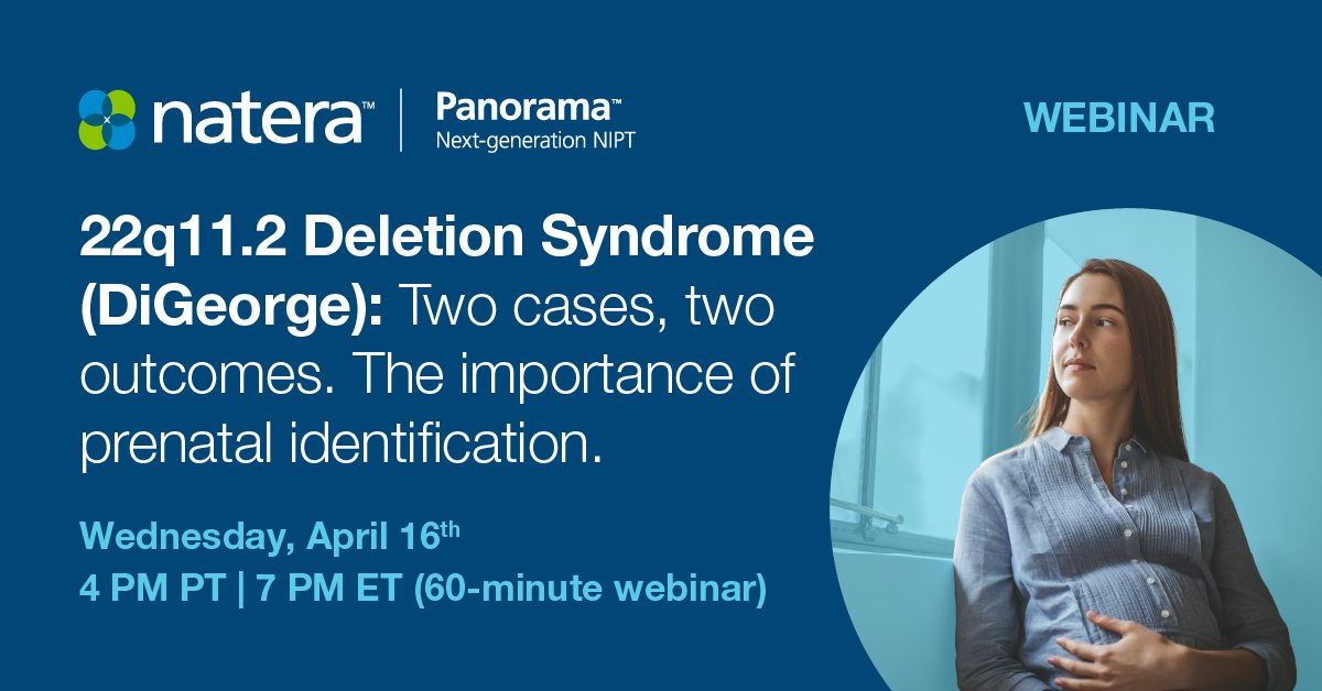 NateraWomen's tweet photo. Join our upcoming  #22q webinar with featured speakers Sanjay Vepa, MD, a specialist in Pediatric and Fetal Cardiology at Kaiser Permanente and Rupin Dhamankar, MS, CGC, Director, Women’s Health MSLs at Natera. Register today👉 https://t.co/jIhApw488S https://t.co/MNlnpCIdDb