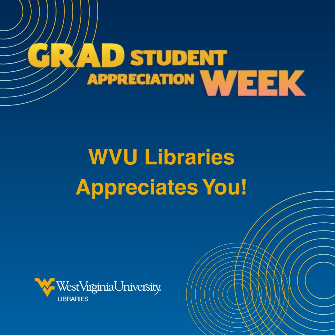 It's Grad Student Appreciation Week! We would like to give a special thank you to all of our graduate students and GA's! 

The Office of Graduate Education &amp; Life has put together a week of activities to celebrate you. Check it out here: graduateeducation.wvu.edu/news-and-event…