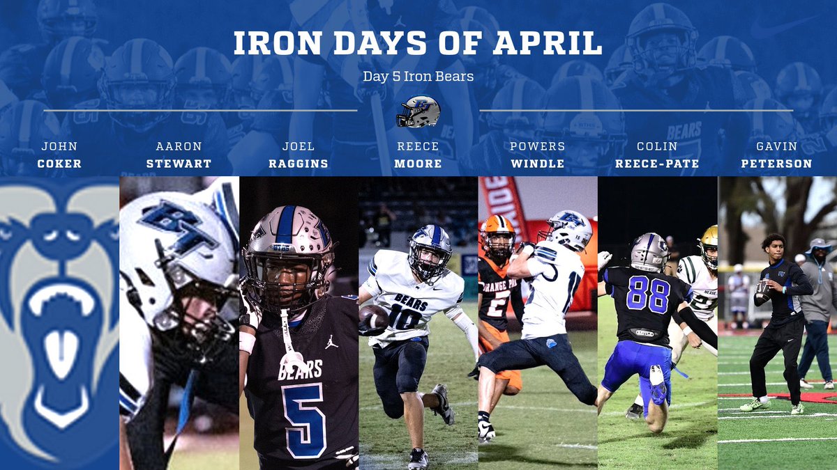 BTHS BEARS FOOTBALL🐻🏈 (@bths_football) on Twitter photo Iron Days Of April
Congratulations !
Day 5 Iron Bears !
#GoBears #GoodBetterBest
<a href="/JoelRaggins/">Joel Raggins</a> <a href="/ColinReecePate/">Colin Reece-Pate</a> <a href="/thegavinp1/">Gavin Peterson</a> Iron Days Of April
Congratulations !
Day 5 Iron Bears !
#GoBears #GoodBetterBest
<a href="/JoelRaggins/">Joel Raggins</a> <a href="/ColinReecePate/">Colin Reece-Pate</a> <a href="/thegavinp1/">Gavin Peterson</a>