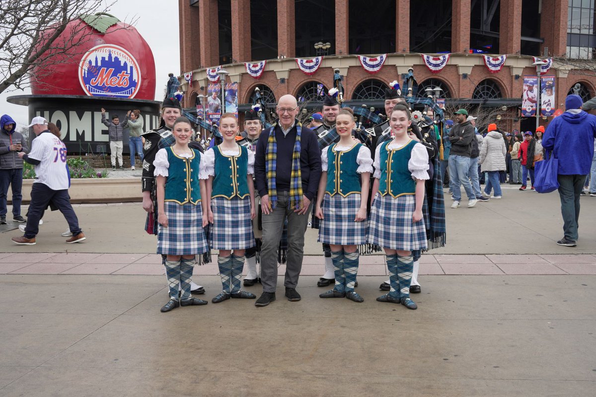 First Minister (@scotgovfm) on Twitter photo On Tartan Day, First Minister <a href="/JohnSwinney/">John Swinney</a> was warmly welcomed to America’s favourite pastime at <a href="/Mets/">New York Mets</a> vs <a href="/BlueJays/">Toronto Blue Jays</a>.
The First Minister watched performances by <a href="/EdinburghTattoo/">Edinburgh Tattoo</a> by the Citi Field Stadium & presented a kilt & sash to the team mascots. On Tartan Day, First Minister <a href="/JohnSwinney/">John Swinney</a> was warmly welcomed to America’s favourite pastime at <a href="/Mets/">New York Mets</a> vs <a href="/BlueJays/">Toronto Blue Jays</a>.
The First Minister watched performances by <a href="/EdinburghTattoo/">Edinburgh Tattoo</a> by the Citi Field Stadium & presented a kilt & sash to the team mascots.