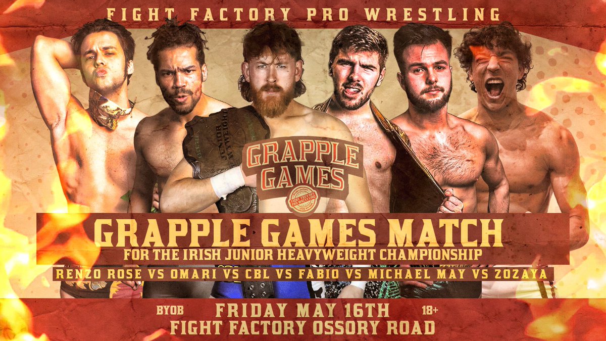 FFPWIreland's tweet photo. ZOZAYA JOINS GRAPPLE GAMES🇪🇸

Handpicked by our IJHC, Worldwide sensation ZOZAYA is the wild card pick coming off his recent tour of Pro Wrestling NOAH! 

CBL (c) V. Fabio V. May V. Omari V. Rose V. Zozaya!

🗓️May 16th 
🍻BYOB
🚨OVER 18s
📍Dublin City

🎟️ -https://t.co/DguUBHAIdy https://t.co/XUqVwd31T0