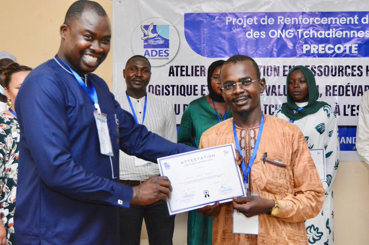 ong_aha's tweet photo. Fierté pour l’ONG AHA à l’issue de la formation RH &amp; FINANCE du projet #PRECOTE à #Abéché/#Ouaddaï 
Un pas de plus vers l’excellence opérationnelle.
Merci à l’ONG ADES, à @FranceauTchad et aux formateurs pour leur appui et la qualité des enseignements.
#Tchad @diploWeisz @xibniy https://t.co/t0tqyM2ogr