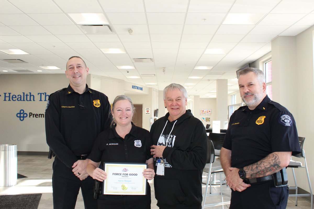 cityofboroOH's tweet photo. Congrats to Springboro Police Officer Aaron Morgan for receiving the Force for Good Award at today's @cw_champions, sponsored by the @BoroOhioChamber. The group meets to inspire leadership and community connections. #springboropolice #SpringboroChamber #cityofspringboro https://t.co/WIaehPfb9A