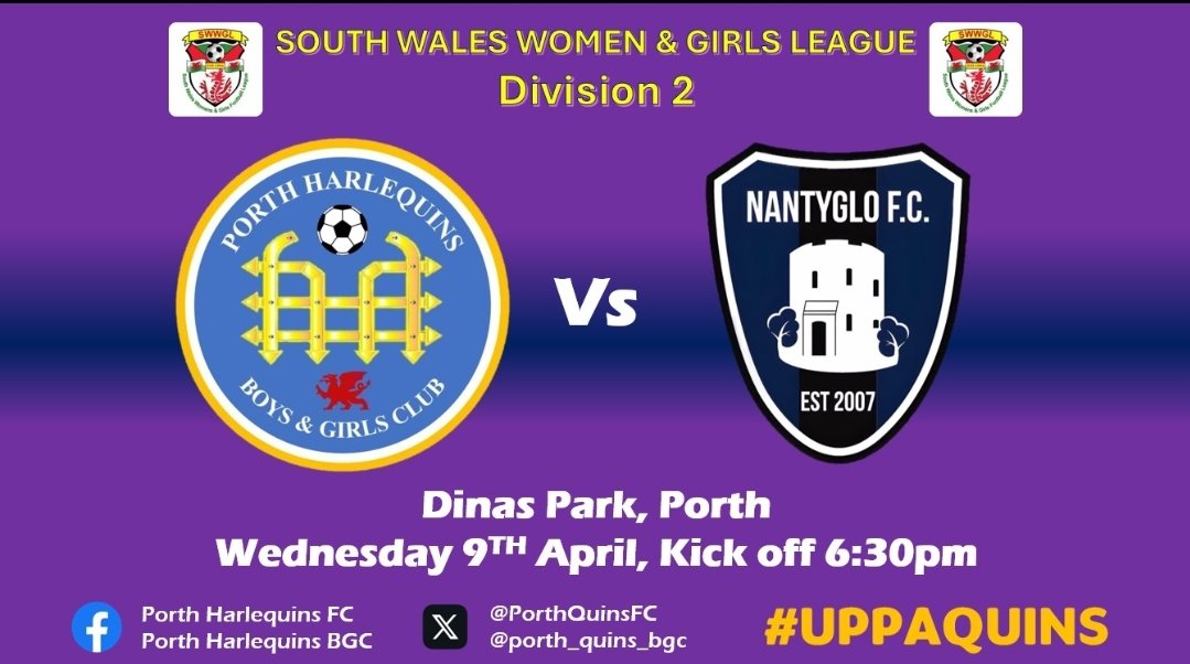 Porth Harlequins BGC (@porth_quins_bgc) on Twitter photo Looking for a Midweek football fix get down to Dinas parknto cheer on our Ladies. Nantyglo Women the visitors.
#uppaquins π΅π‘π£ Looking for a Midweek football fix get down to Dinas parknto cheer on our Ladies. Nantyglo Women the visitors.
#uppaquins π΅π‘π£
