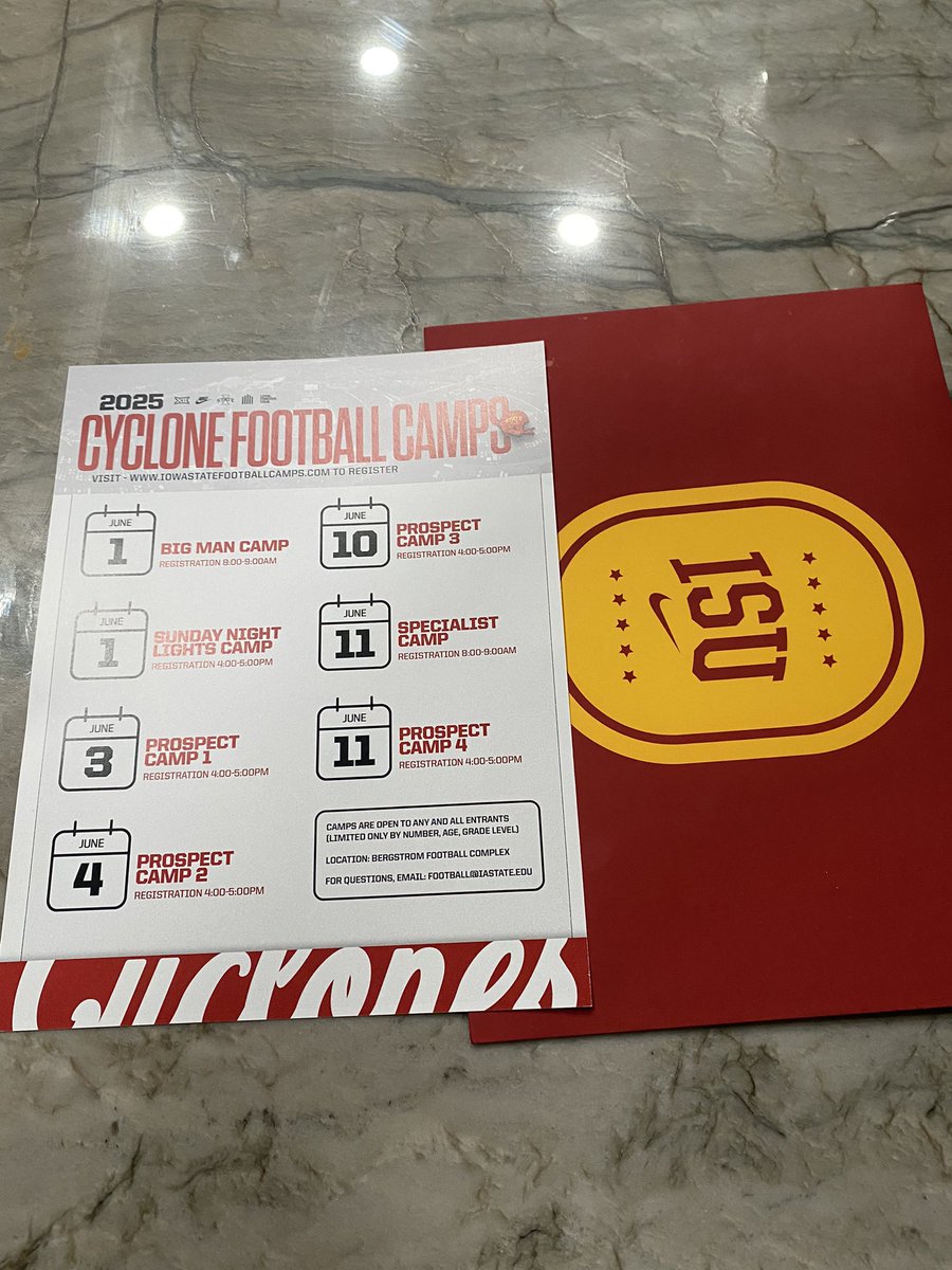 Thank you <a href="/CycloneFB/">Iowa State Football</a> for the camp invite🌪️