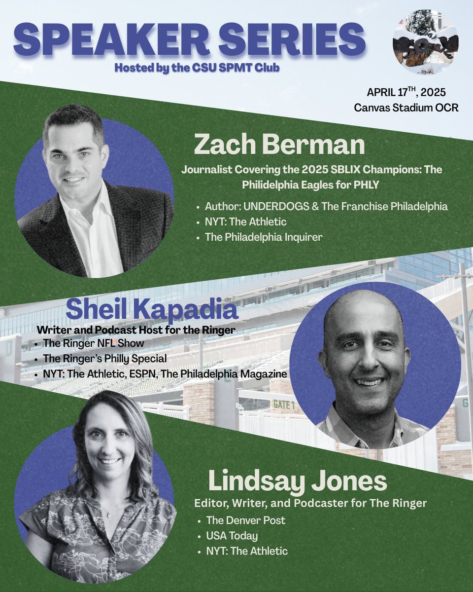 bylindsayhjones's tweet photo. Northern Colorado (and Denver!) friends, consider joining @SheilKapadia, @ZBerm and me at CSU's Canvas Stadium next Thursday for a conversation about sports media. Please reach out to us for more details! https://t.co/333z1L0Ope