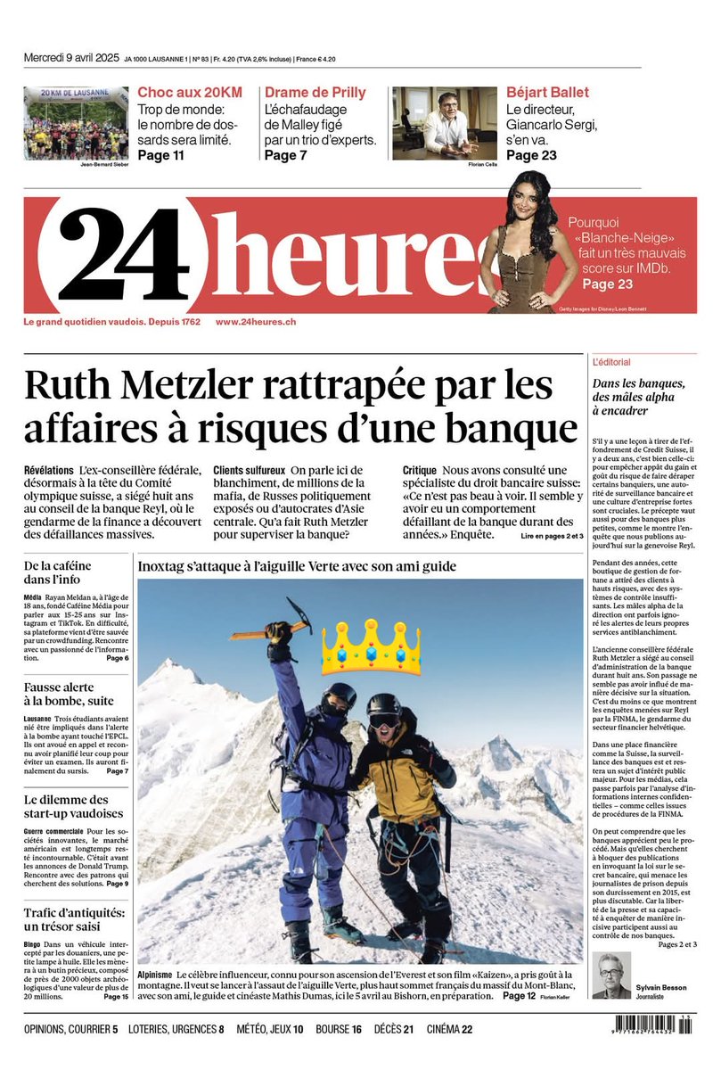 C89Costa's tweet photo. @Inoxtag 
Première page du journal 24heurs suisse.
Les goat.💪💪 https://t.co/vMxY4C81lX