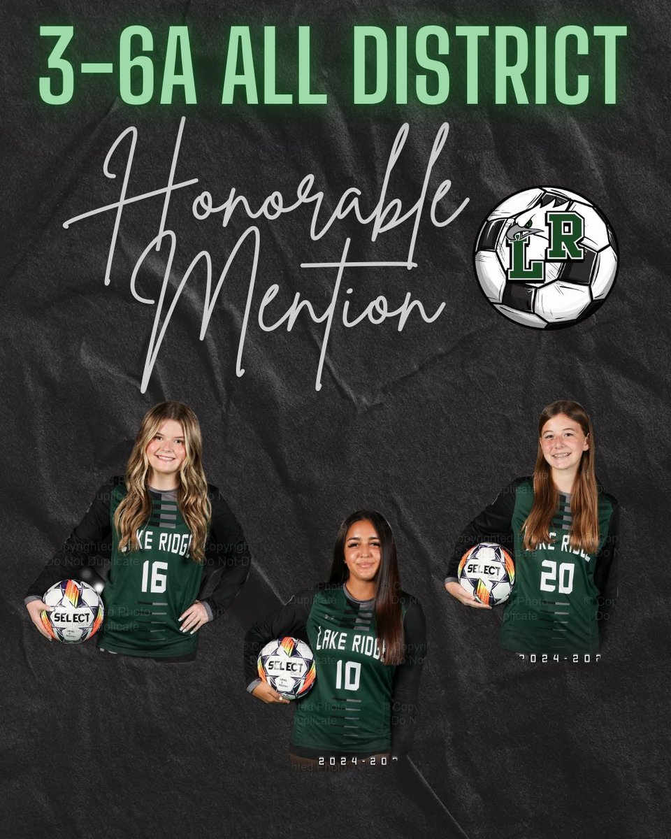 Lake Ridge Girls’ Soccer (@lr_gsoccer) on Twitter photo 2025 3-6A First Team, SecondTeam and Honorable Mention Superlatives.
We are so proud of all the hard work this past season!! CONGRATULATIONS 🦅💚
<a href="/MISDathletics/">MISD Athletics Dept.</a> <a href="/alltheway30/">Ashley Alloway</a> 2025 3-6A First Team, SecondTeam and Honorable Mention Superlatives.
We are so proud of all the hard work this past season!! CONGRATULATIONS 🦅💚
<a href="/MISDathletics/">MISD Athletics Dept.</a> <a href="/alltheway30/">Ashley Alloway</a>