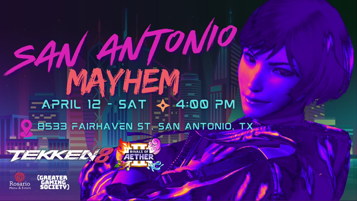 AngelicSongx's tweet photo. Don’t forget to pre-register for San Antonio Mayhem! We’ll be hosting Tekken 8 and Rivals of Aether 2! https://t.co/BByPOwqhvh