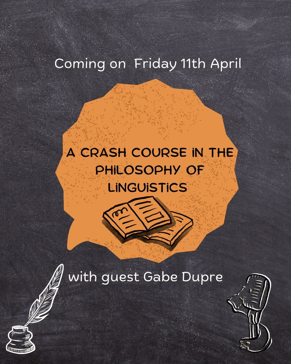 ThoughtsUofg's tweet photo. This Friday!
Tune in this Friday as we have a brand new episode coming out! Join us as we explore the philosophy of linguistics with cues Gabe Dupre https://t.co/nZS2eyiGYA