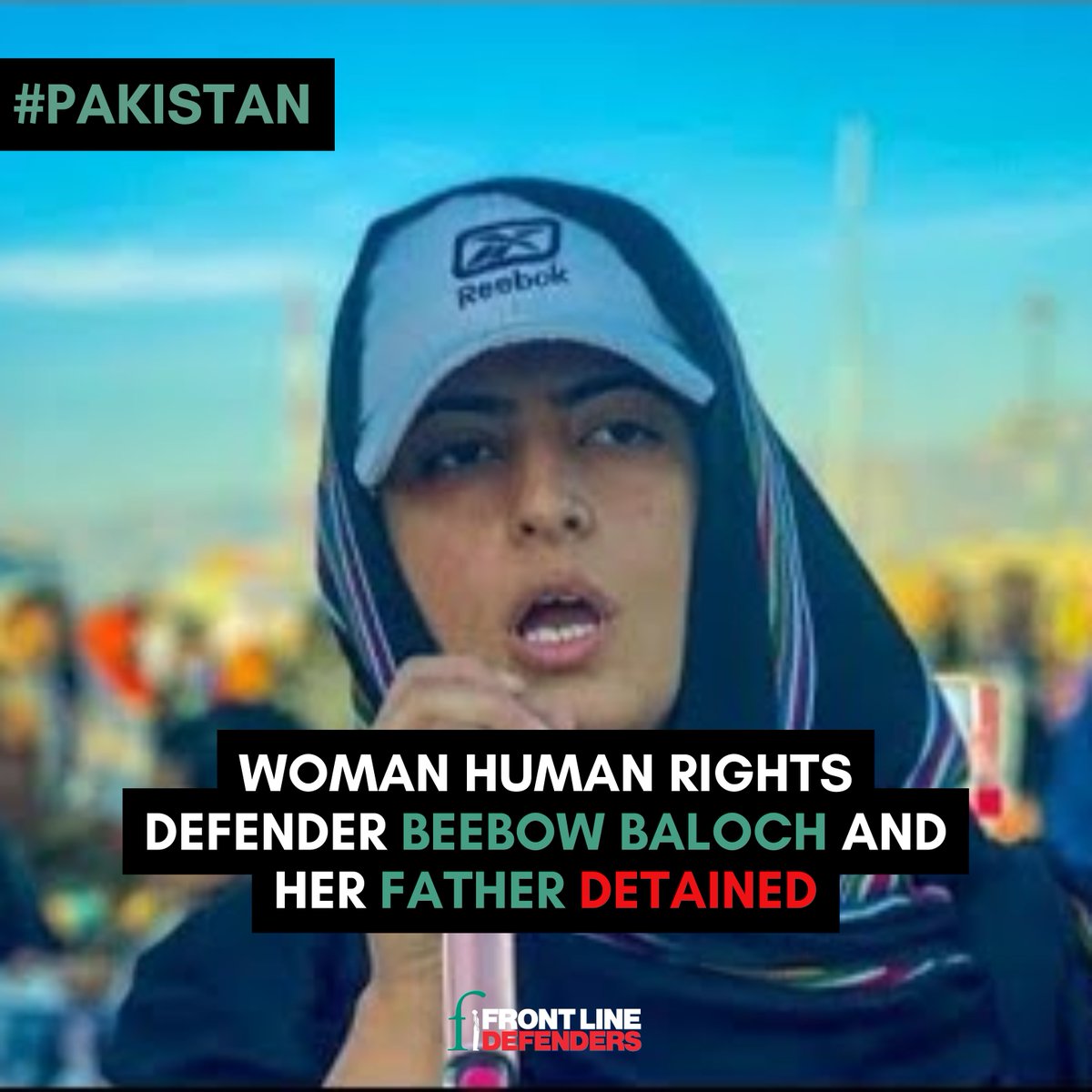 🚨 #Pakistan

On 5 April, authorities arrested WHRD Beebow Baloch's father.

Beebow Baloch has also been held at the same prison as her father since her arrest 22 March.

We call for the immediate release of WHRD Beebow Baloch and her father, and to end the ongoing persecution of