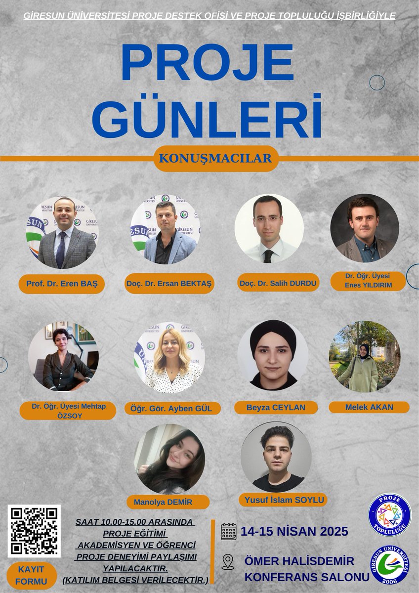 gru_pdo's tweet photo. 14-15 Nisan 2025 tarihleri arasında Giresun Üniversitesi Rektörlük Binası Şehit Ömer Halisdemir Konferans Salonu’nda düzenleyeceğimiz Proje Günleri Etkinliğine tüm akademisyenlerimiz ve öğrencilerimiz davetlidir.

Detaylı bilgi ve etkinlik kaydı için
👇
https://t.co/URh9IqkNWi https://t.co/MlTQlxy7Rr