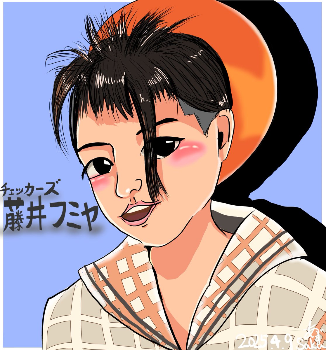 チェッカーズ の #藤井フミヤ さんの似顔絵をレトロ風に描いてみた